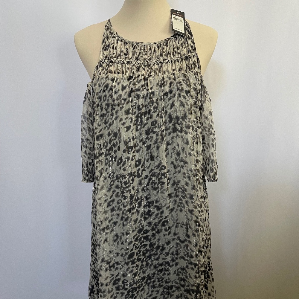 Ella Moss Grey Popover Off-Shoulder Cocktail Dress